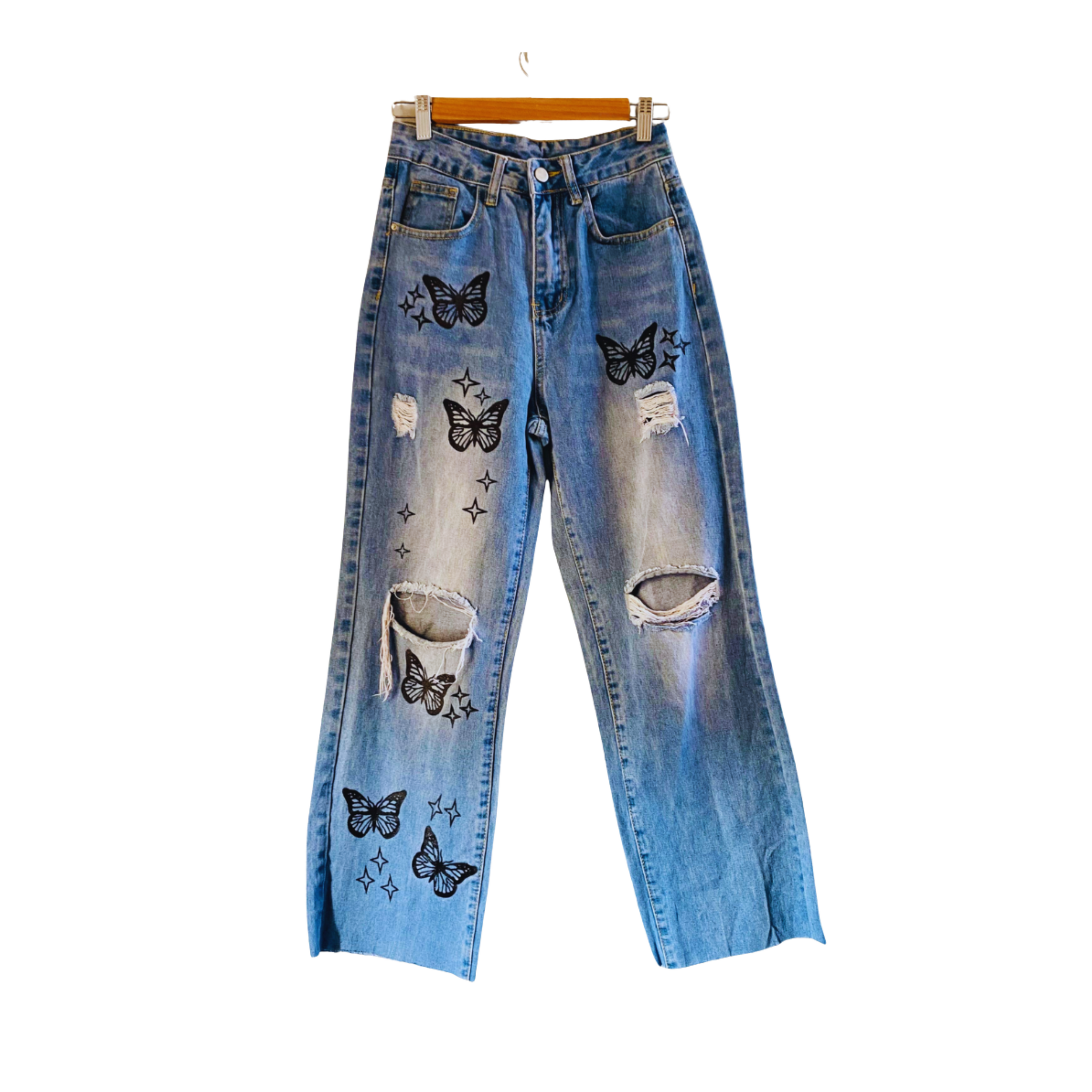 SHEIN | Women's Icon Butterfly Printed | Flare Jeans | DJ-BG-LB-006 |