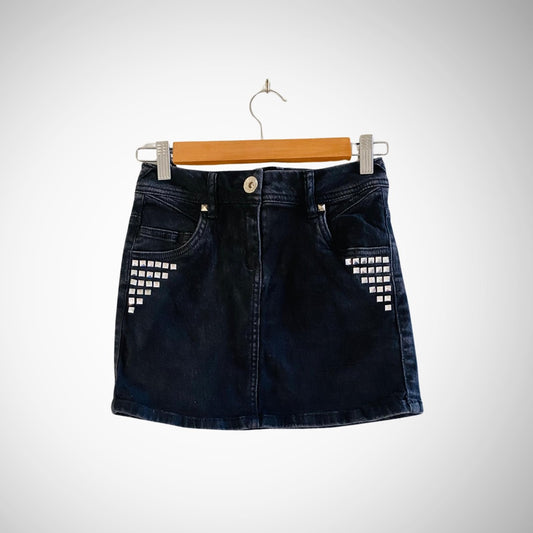 Silver Diva Black Diamond Jeans Denim Mini Skirt